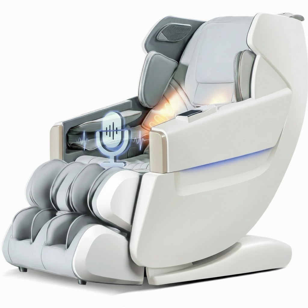 4D Full Body Massage Chair Zero Gravity Shiatsu Recliner,Sl Track Massage Chair with Heating,Leg Auto Extension,Bluetooth,Ai Voice and APP Controller,White