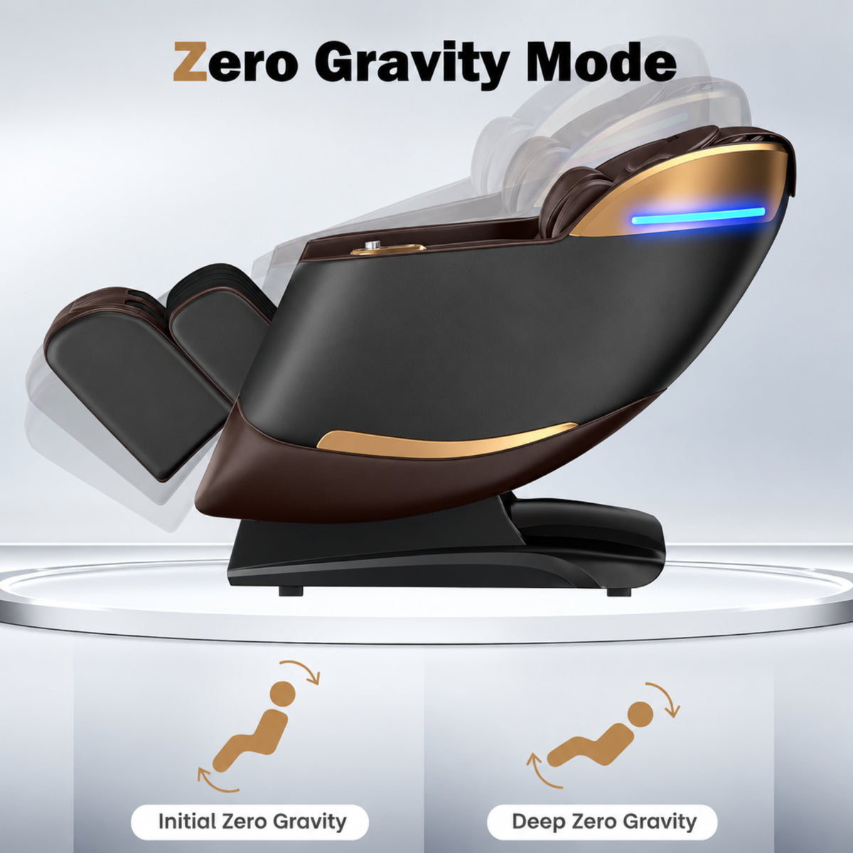 Massage Chair Full Body 53" Sl-Track Zero Gravity Shiatsu, Brown