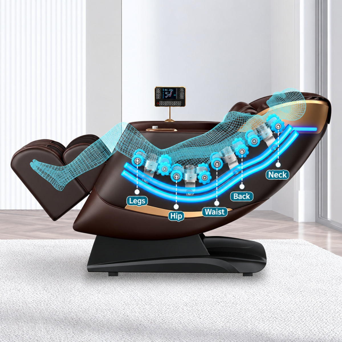 Massage Chair Full Body 53" Sl-Track Zero Gravity Shiatsu, Brown