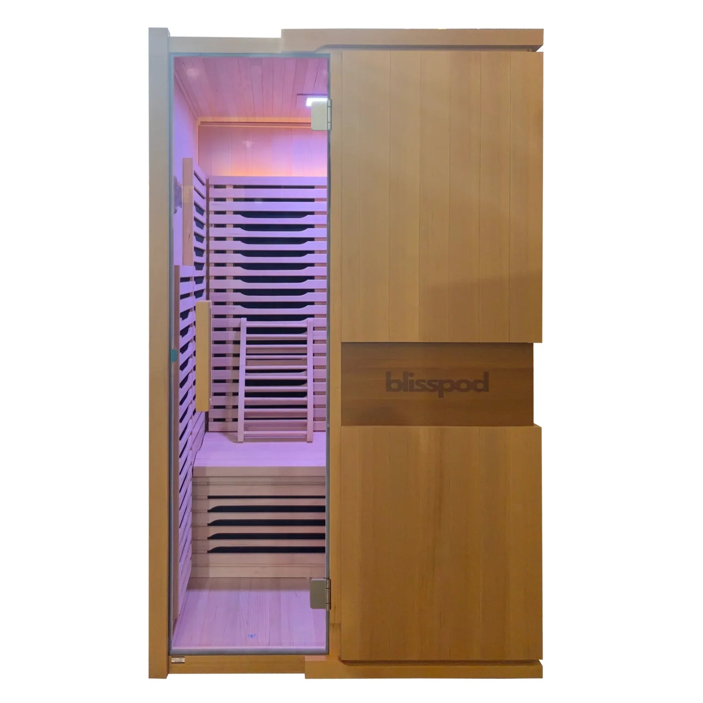 Blisspod | Milano | Full Spectrum Sauna | Canadian Hemlock Wood | Ultra Low EMF | 5 Far Infrared & 1 Red Glass Heater | Chromotherapy | Upto 2 Person