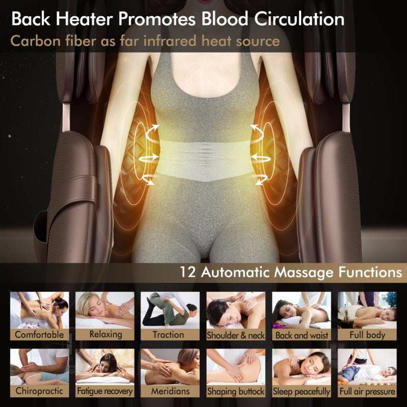 Zero Gravity Full Body Massage Chair with SL Track and Yoga Stretching
