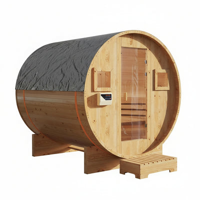 Outdoor Traditional Sauna, 4-6 Person Wooden Sauna, Steam Wet Wood Sauna with 220V with 6KW Heater, Sauna Stone, Thermometer