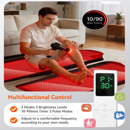 Red Light Therapy Mat for Full Body, 75"*35" Red Light Therapy Blanket with 2704 Leds and Controller, 660Nm&850Nm near Infrared Light Therapy, 3In1 Leds Light Blanket for Back Waist Belly Joint Muscle