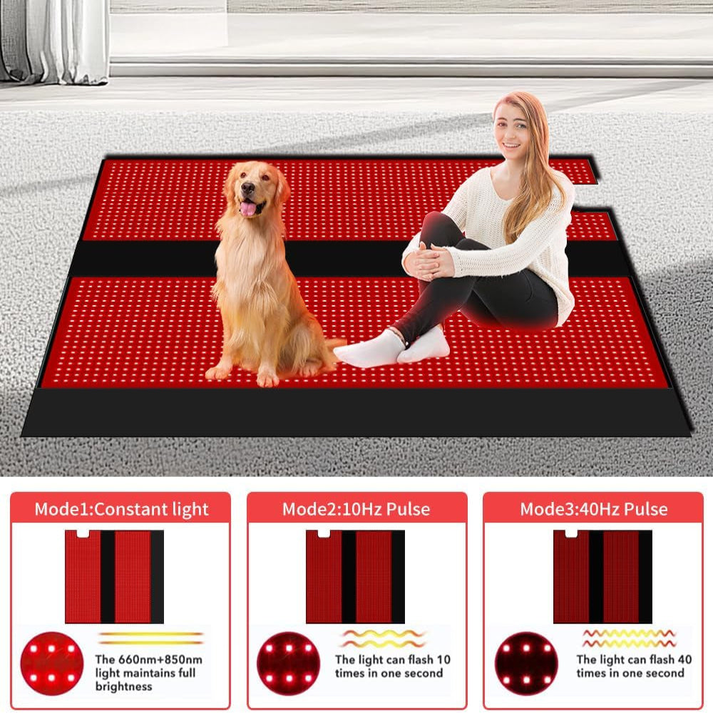 Red Light Therapy Mat for Body Pain Relief,Red Light Therapy Pad 660Nm& 850Nm near Infrared Light 2520 Leds Large Blanket for Face Device Skin Health