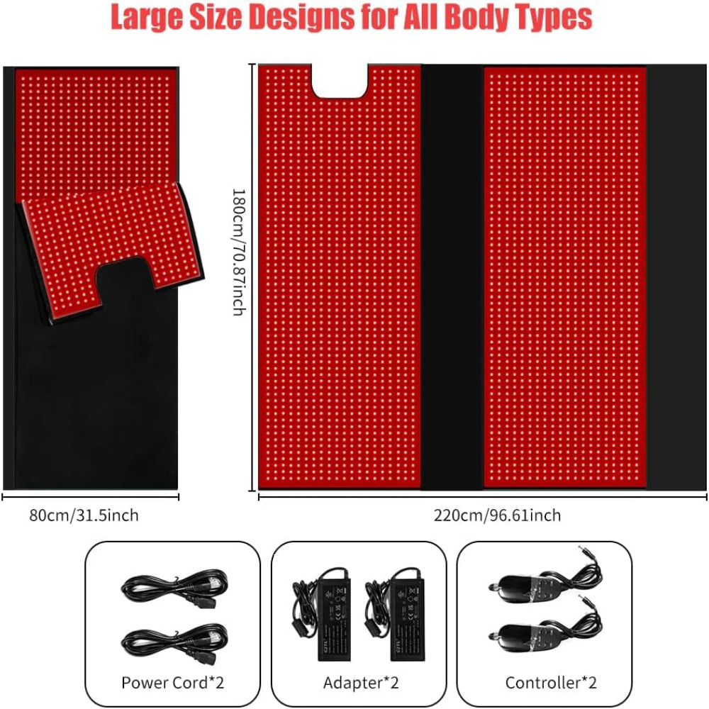Red Light Therapy Mat for Body Pain Relief,Red Light Therapy Pad 660Nm& 850Nm near Infrared Light 2520 Leds Large Blanket for Face Device Skin Health