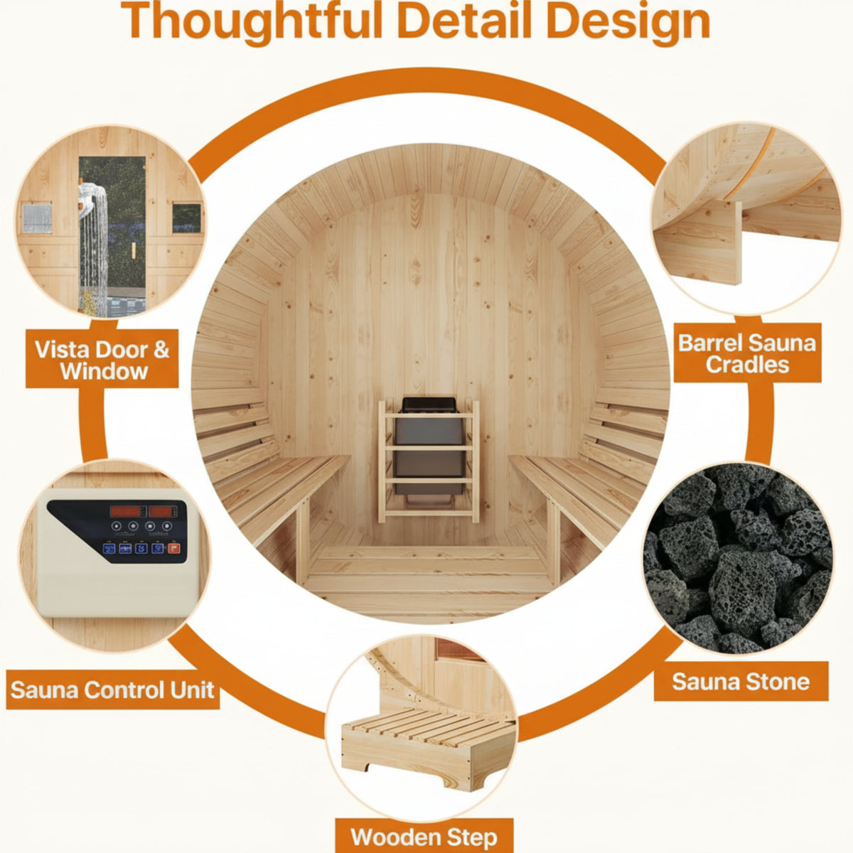 Outdoor Traditional Barrel Sauna